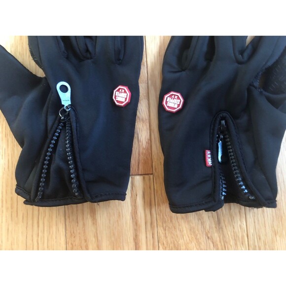 Winter Gloves with Touch Screen Pad Ski Warm Solid Black Zipper Wind Stopper M/L - Picture 4 of 6